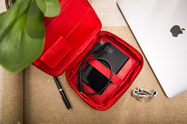 Housse cuir pour disque dur externe