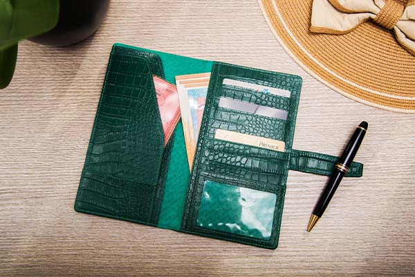 Leather travel wallet