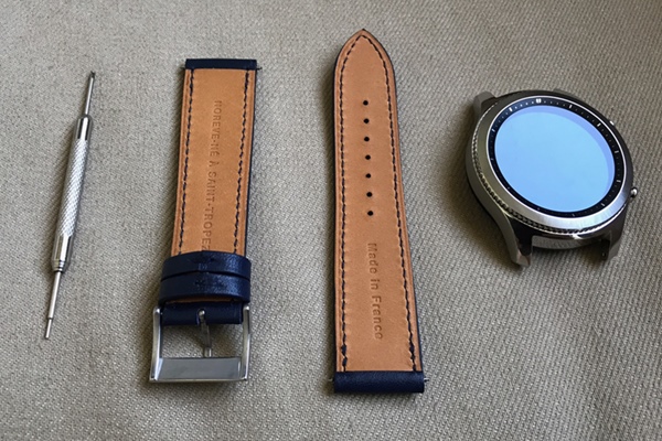 Bracelet en cuir pour montre connectée - 22 mm