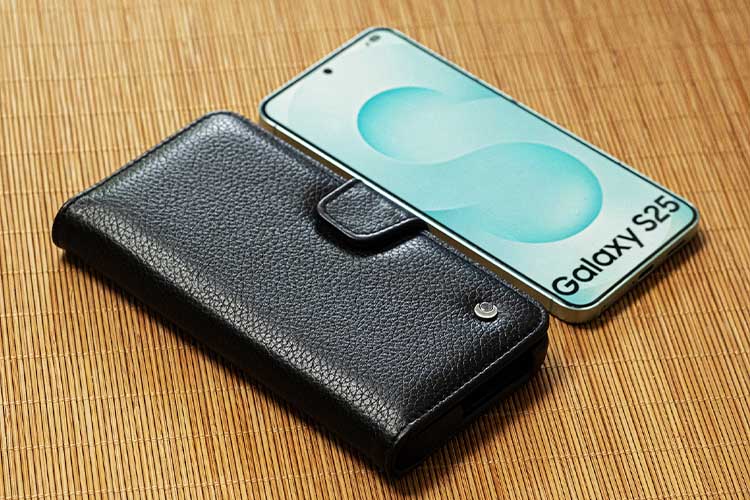 Capa de couro para carteira Samsung Galaxy S25