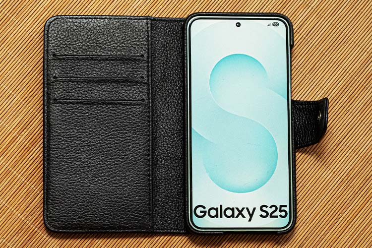 Étui portefeuille cuir Samsung Galaxy S25
