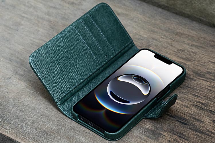 Capa de couro para carteira Apple iPhone 16e