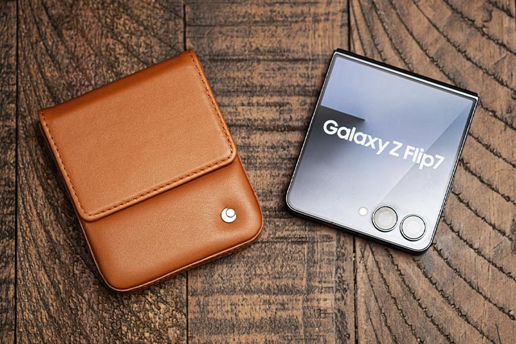 Bolsa de couro com aba Samsung Galaxy Z Flip7