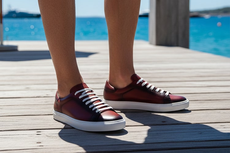 Sneakers en cuir patiné Noreve